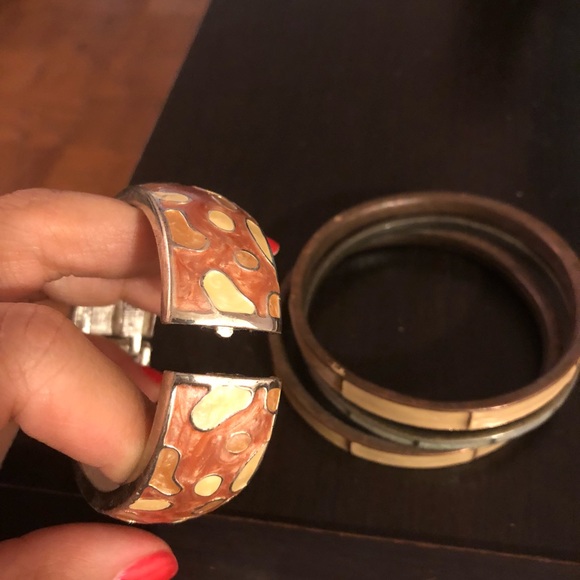 Bangle bracelet set orange yellow green gold - Picture 2 of 4